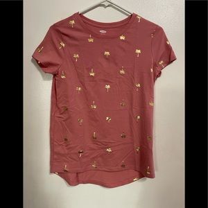 Girls Old Navy Pink and gold palm T-shirt